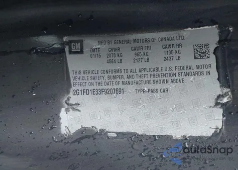 2015 Chevrolet Camaro 1Lt from USA, damaged, VIN 2G1FD1E33F9207691